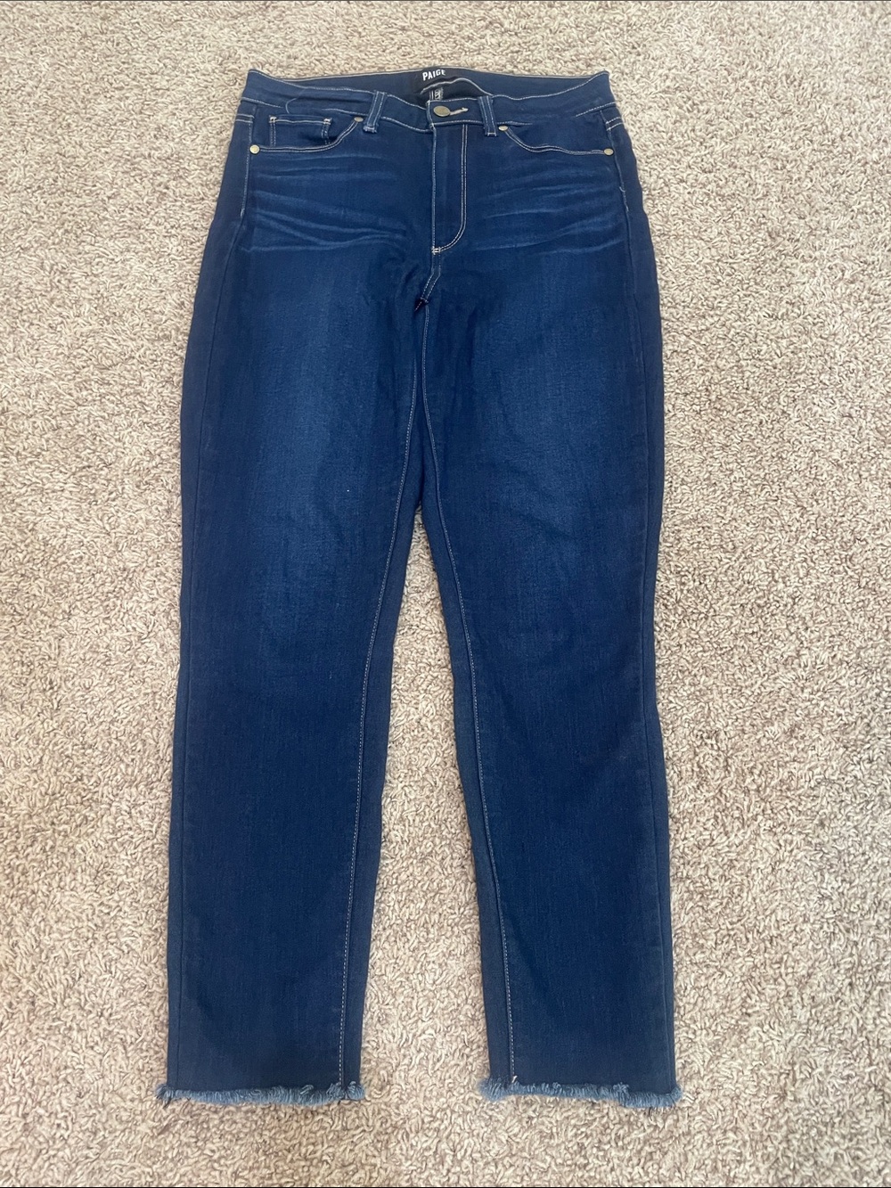 PAIGE Hoxton Ankle Dark Blue Straight Leg Jeans